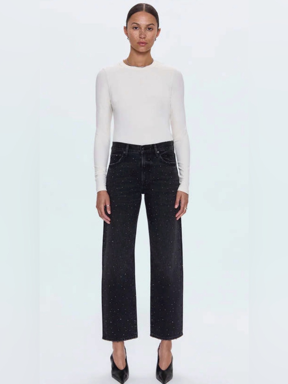NWOT PISTOLA LEXI MID RISE BOWED JEAN - SILVER SCREEN - Picture 2 of 11